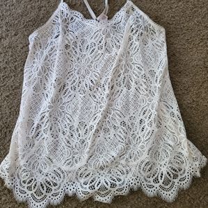T-back lacy white tank